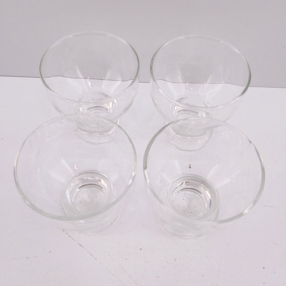 Vintage Clear Glass Dessert Sherbet Cups – Set of 4 Footed Bowls 2.75" Tall